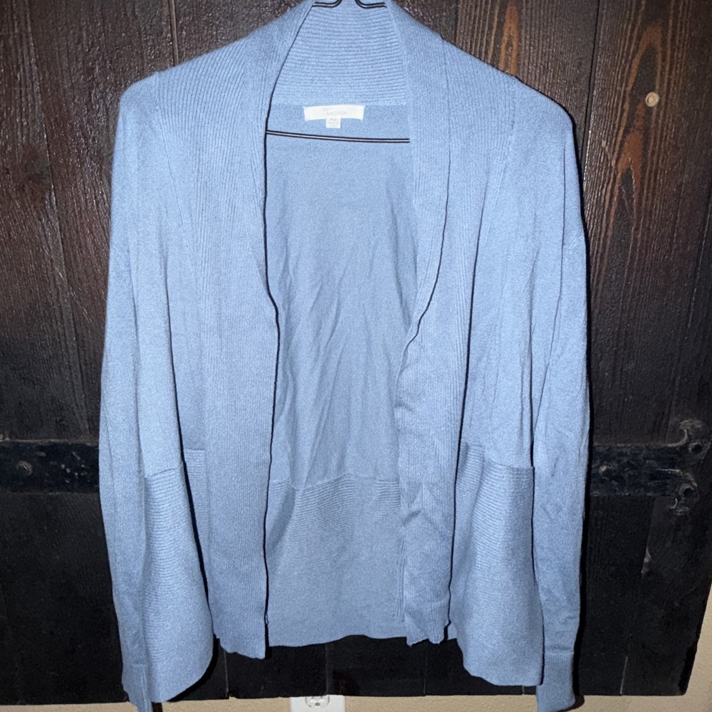 89th + Madison Open Front Cardigan Blue Women's Size PS Long Sleeve Light U6